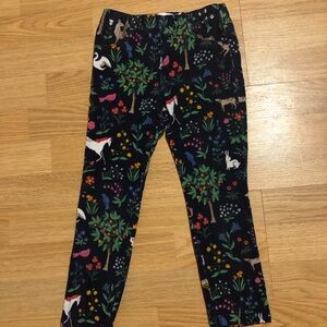 Mini Boden Navy Leggings with Multicolor Woodland Animal Print